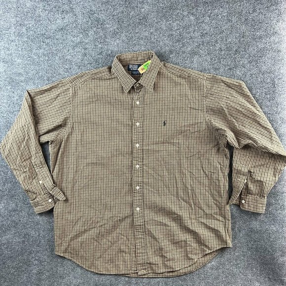 Ralph Lauren POLO by Ralph Lauren LOWELL long sleeve cotton shirt, men's size L cotton blue type Vintage Second Hand